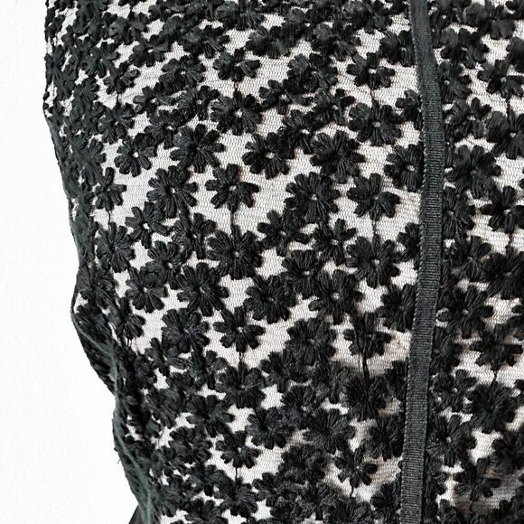 Vintage Y2K Loft Black Sleeveless Floral Lace Knee Length Shift Dress Size 4/M - Picture 6 of 6